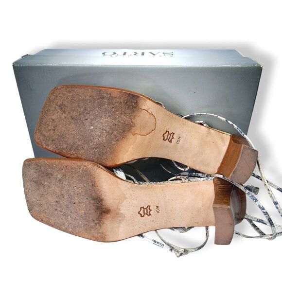 Franco Sarto Diavolo Lace-Up Python Snakeskin Leather Sandals High Heels Sz 10M - Picture 7 of 9